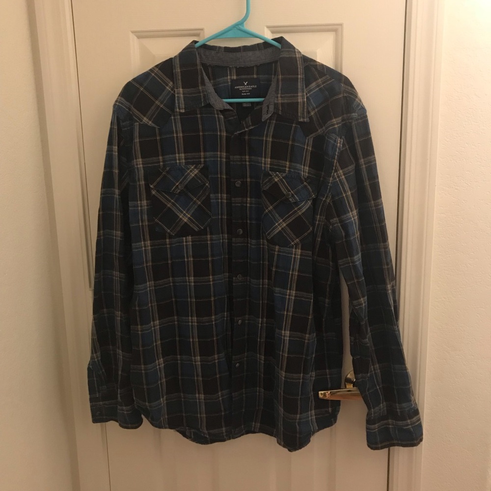 FINAL SALE - AE men’s long sleeve button up